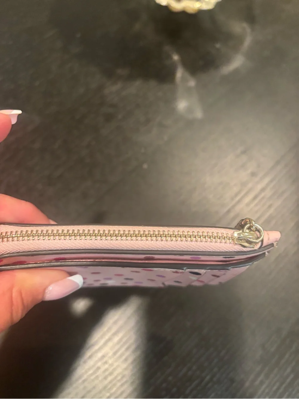 kate spade Pink Polka Dot L Zip Card Holder